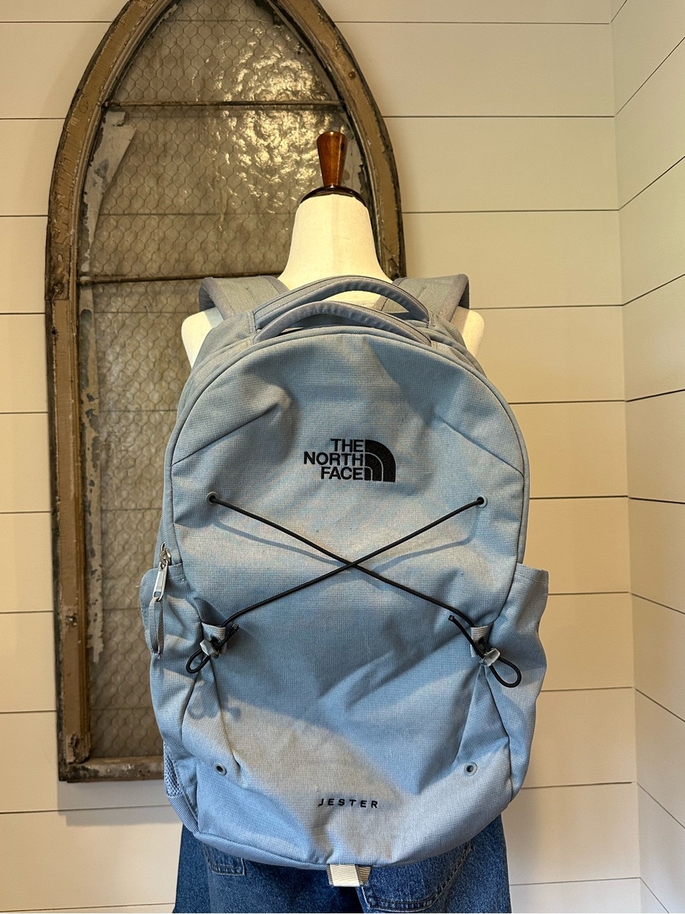 The North Face Jester Campus Backpack – Gray with Bungee Detail